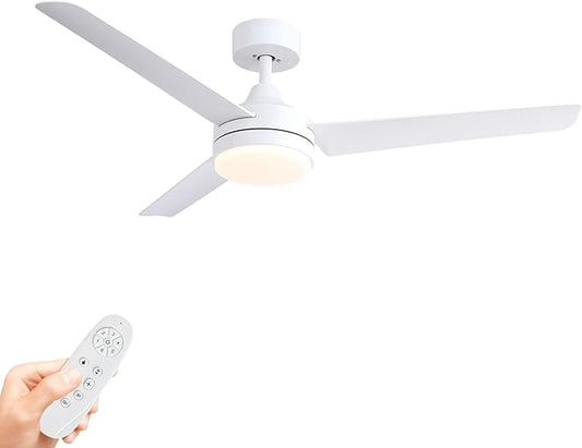 White Ceiling Fans with Lights,Modern 52-Inch Ceiling Fans DC Motor, Remote Control, 6-Speed Adjustable, Dimmable - Ideal for Living Room, Bedroom, Dining Room