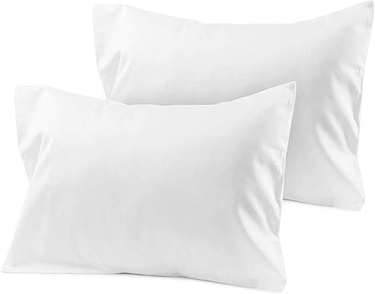 800 Thread Count 100% Egyptian Cotton Toddler Pillowcases Set of 2, Super Soft and Breathable Zipper Closer Travel Pillow Cases, 13x18 Inches, White Solid