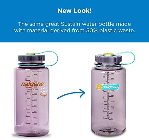 Nalgene Sustain Tritan BPA-Free Water Bottle Made with Material Derived from 50% Plastic Waste, 32 OZ, Wide Mouth, Parrott Green