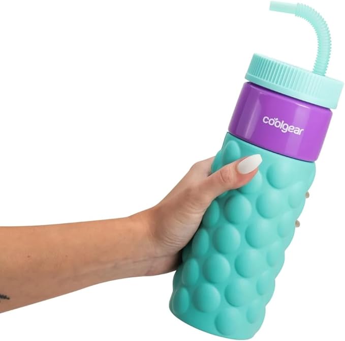 COOL GEAR 24oz Plastic Retro Squishy Water Bottle (bubble, Teal)