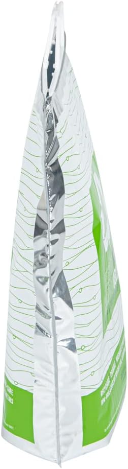 Restaurantware Cater Tek 11.8 x 5.9 x 15 Inch Hot And Cold Bag 1 Triple Layer Insulated Bag - Snap Lock Handles Waterproof Green & Silver Plastic Thermal Lunch Bag For Frozen & Hot Items