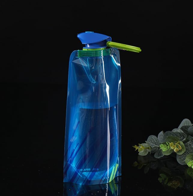 2pcs Collapsible Water Bottles Reusable Leakproof Water Bags for Outdoor Sports Camping Traveling Biking Drinking