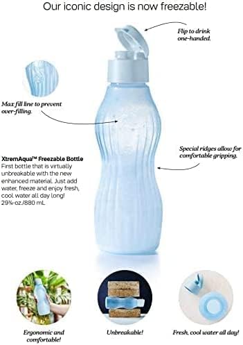 Tupperware ECO XtremAqua Xtrem Aqua Freezable 29 oz / 880 ml Water Bottle with Flip Top Seal
