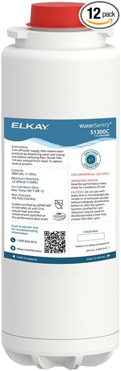 Elkay 51300C WaterSentry Lead + Microplastics NSF/ANSI Certified Filter (12-Pack) (Bottle Fillers)