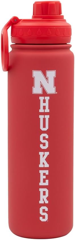 Nebraska Huskers Water Bottle - Red Double Walled Stainless Steel 24 oz Keeps Drinks Cold or Hot