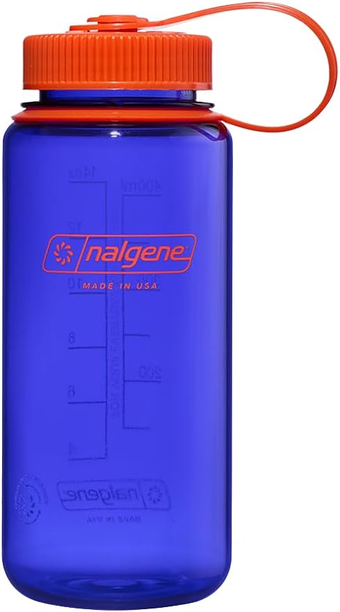 Nalgene Water Bottle - Lightweight Sustain Tritan BPA-Free Shatterproof Bottle for Backpacking, Hiking, Gym, 16 OZ, Wide Mouth, Periwinkle