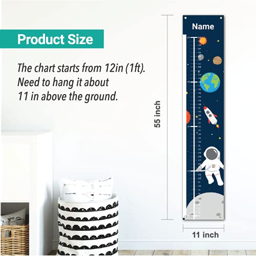 Personalized Kids Canvas Growth Chart, Kids Height Chart, Growth Chart Banner, Astronaut, Space