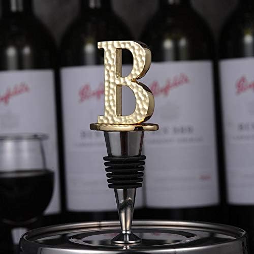 Miicol Wine Stopper, Prosecco Stopper, Wine Bottle Stopper, Personalised Champagne Stopper, Gold Wine Accessories, Wine Lovers Gift, Monogram Gift, Letter B