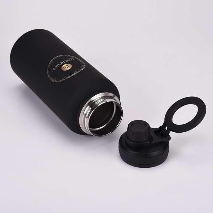 LUXURIALINE, Sport Water Bottles, 1000ml/33.8oz Double Wall Vacuum Insulated, 12 hours hot and 24 hours cold, Magnetic mobile Holder (12 or newer) Black, new 2024, ZJLA04