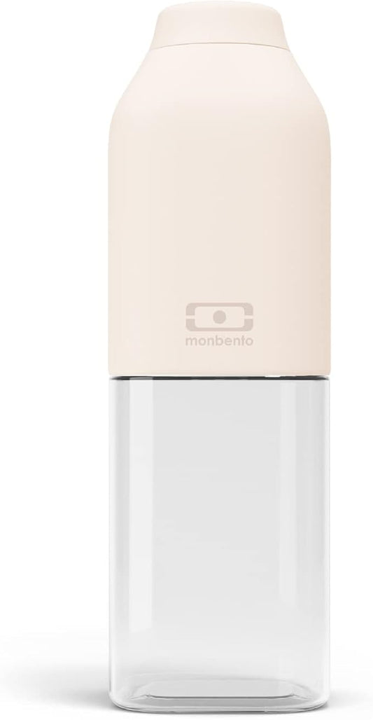 monbento - Clear Reusable Water Bottle MB Positive M Natural Cream - 17 floz/500 ml Water Bottle Perfect for Work, Travel, Sport, Picnic - Compact, Leakproof BPA Free Water Bottle - Beige