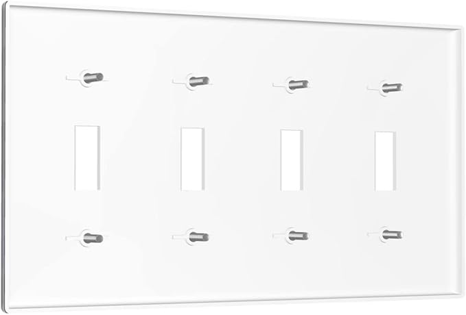 Cute Baby Panda Light Switch Cover Wall Plate Decorative 4 Gang Quad Toggle Covers Blue for Bathrooms Farmhouses Living Room Kitchens 4.5 x 8 in