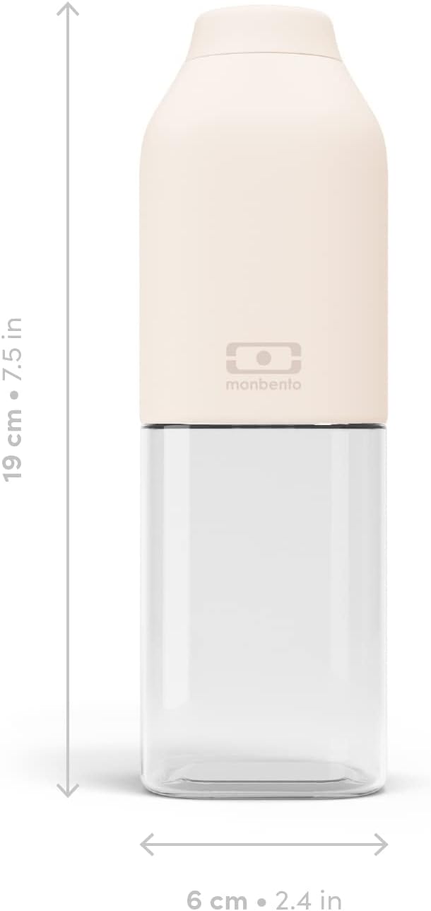 monbento - Clear Reusable Water Bottle MB Positive M Natural Cream - 17 floz/500 ml Water Bottle Perfect for Work, Travel, Sport, Picnic - Compact, Leakproof BPA Free Water Bottle - Beige