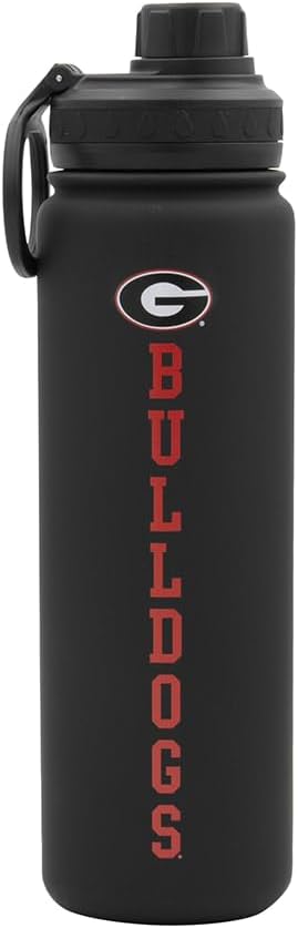 Georgia Bulldogs Water Bottle - Black Double Walled Stainless Steel 24 oz Keeps Drinks Cold or Hot