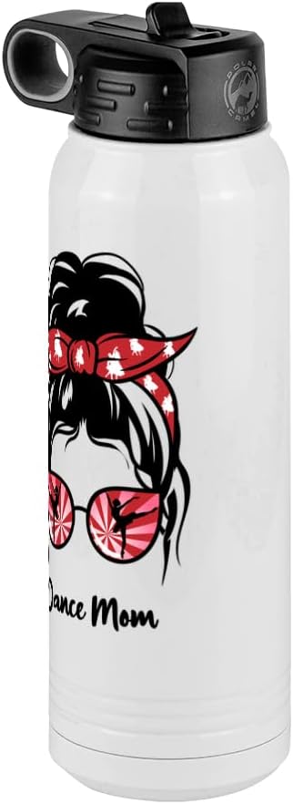 Dance Mom Water Bottle, Messy Bun, White 30 oz Polar Camel with Straw Lid, Stainless Steel, Vacuum Insulated
