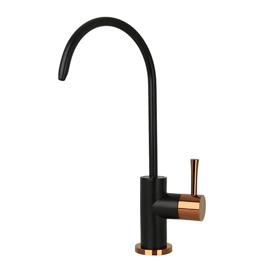 Kitchen Water Filter Faucet Fits Most Reverse Osmosis Units or Water Filtration System in Non-Air Gap, Only for Cold Water (Matte Black and Rose Gold)