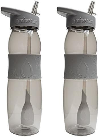 Filtered Water Bottle, 2-Pack, Gray