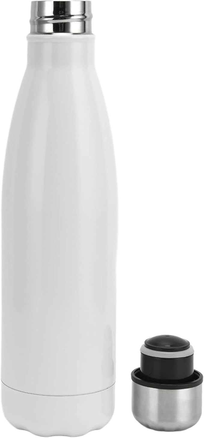 Thermal Flask, Water Bottles Durable Stainless Steel Double Wall Easy to for Camping Hiking Travel for School Outdoor Sports(Bright White)