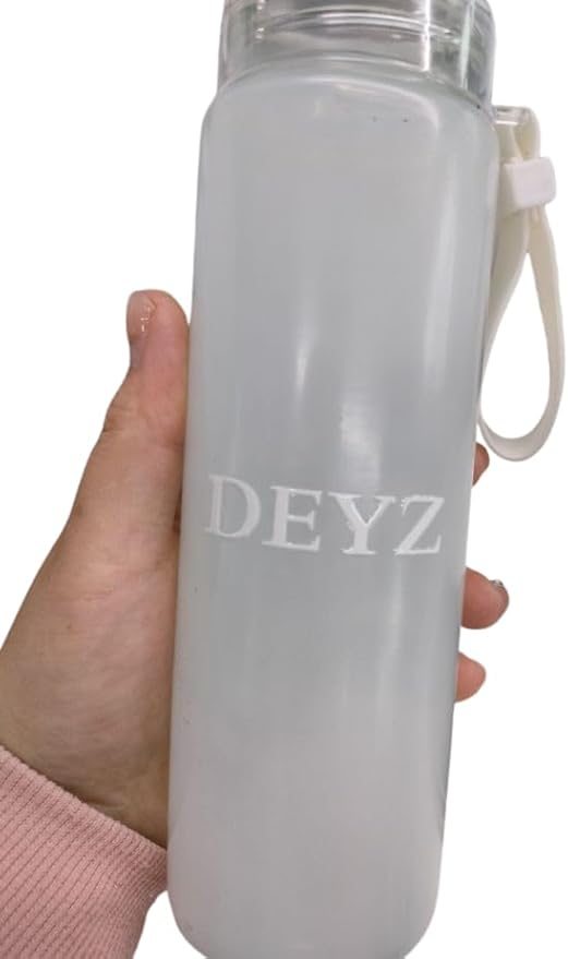 DEYZ Glass Water Bottle 16oz Fitness Drinking Glass Water Bottle PBA and Leak Proof Water Bottle Reusable water bottles Sport Water Bottle Gym Drinking Jug Circular Glass water Bottle (Sky Blue)