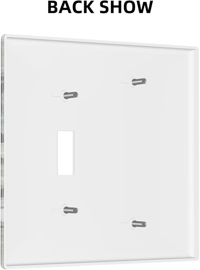 Green Stone Texture Combo Single Blank 1 Single Toggle Light Switch Wall Plate Cover Decorative 2-Gang for Electrical Room Bathroom Bedroom Home Kitchen One Receptacle 4.5" x 4.6"