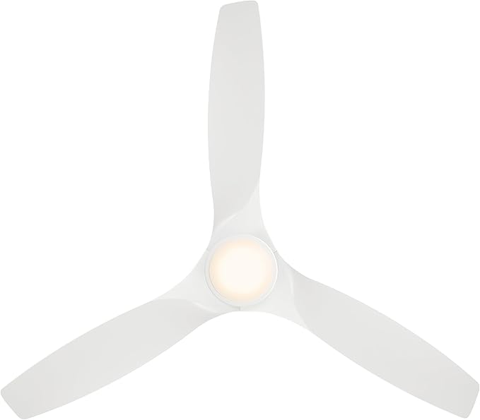 Modern Forms Skylark Indoor and Outdoor 3-Blade 54in Smart Flush Mount Ceiling Fan Matte White with 2700K-3000K-4000K-5000K Selectable LED Light Kit and Remote Control works with iOS or Android App
