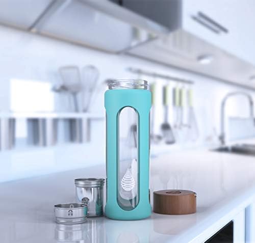 Invigorated Water pH Hydrate Glass Alkaline Water Bottle - Portable Filtered Water Bottle - Water Bottle Filter - Increase pH (400 ml) - Alkaline Water Bottle with Filter - Glass Water Bottle Filter