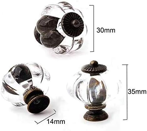 Set of 12 Antique Acrylic Pumpkin Knobs, Handles Pulls for Cabinets, Cupboard Dresser, Drawers, Kitchen Furniture or Kids Room(Crystal)