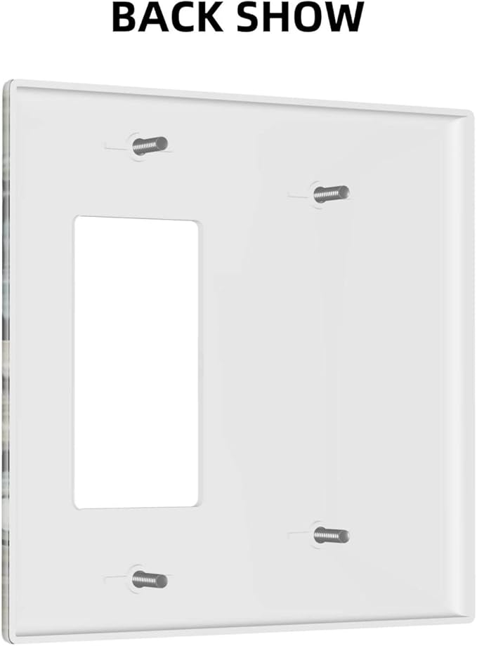 Green Stone Texture Combo Single Blank 1 Rocker Light Switch Wall Plate Cover Decorative 2-Gang for Electrical Room Bathroom Bedroom Home Kitchen One Decora Receptacle 4.5" x 4.6"