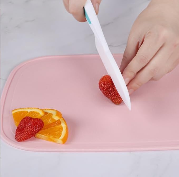 3 Pcs Kids Knife Set for Real Cooking, Kid Safe Knives for Cutting, Kids Cooking and Baking Set, Plastic Knives, Kitchen Set (Yellow)