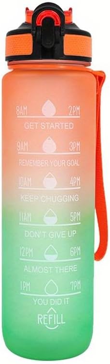 Motivational water bottle time marker 32oz