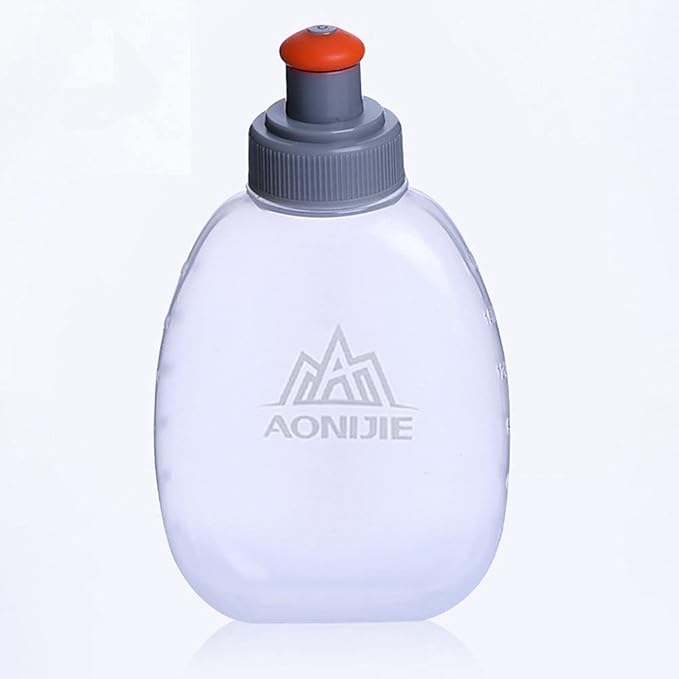 AONIJIE 2 Pcs Sports Collapsible Water Bottle BPA Free + 2 Pcs Replacement Straws Lid - TPU Soft Drink Water Kettle Foldable Flask for Hiking Bicycling Running Climbing (2pcs-170ML)