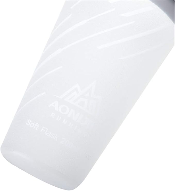 AONIJIE 2 Pcs Sports Collapsible Water Bottle BPA Free + 2 Pcs Replacement Straws Lid - TPU Soft Drink Water Kettle Foldable Flask for Hiking Bicycling Running Climbing (White)