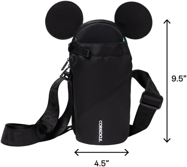 Corkcicle x Disney Minnie Mickey Mouse Ears Crossbody Water Bottle Sling Bag, Black, Fits 16-40 oz Tumbler – Secure Items in Water Bottle Holder with Strap