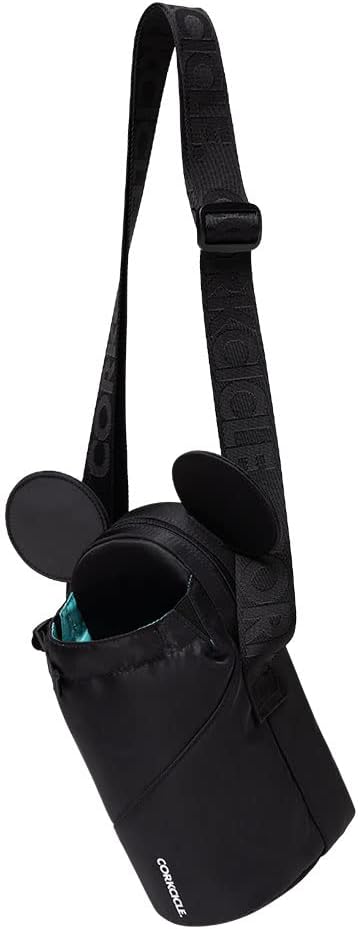 Corkcicle x Disney Minnie Mickey Mouse Ears Crossbody Water Bottle Sling Bag, Black, Fits 16-40 oz Tumbler – Secure Items in Water Bottle Holder with Strap