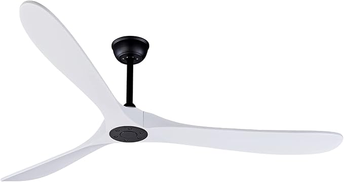 Bigzone 70" Large White Ceiling Fan With Remote Control, DC Motor Quiet Energy Saving,3 White Balsa Wood Blades,Outdoor/Indoor Ceiling Fan With Reversible Blades