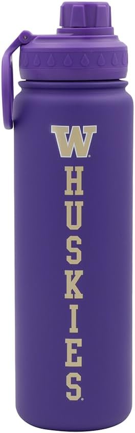 Washington Huskies Water Bottle - Purple Double Walled Stainless Steel 24 oz Keeps Drinks Cold or Hot