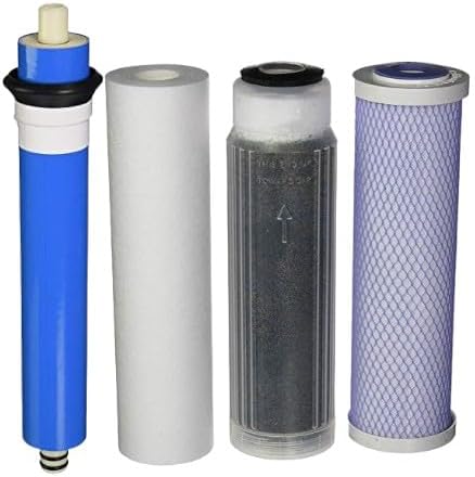 Reverse Osmosis Deionization (RODI) 10" Replacement Filter Kit (Sediment Cartridge, Carbon Cartridge, Color Indicating DI Cartridge Filled with MBD-30 Nuclear Grade Resin and 50 GPD Membrane) by CFS