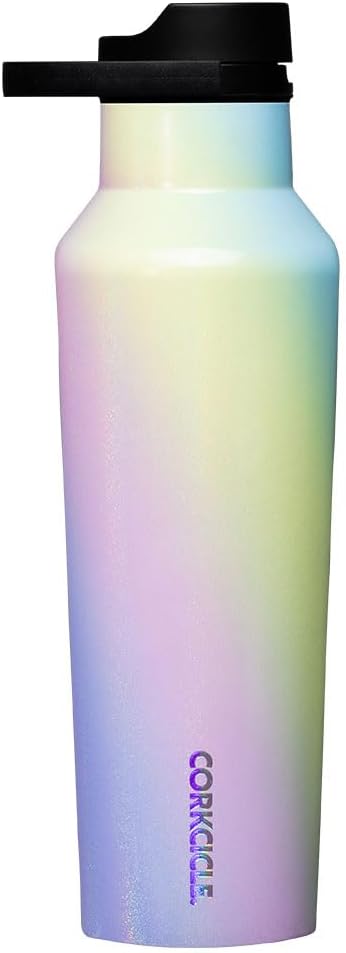 Corkcicle Insulated Canteen Travel Water Bottle, Triple Insulated Stainless Steel, Easy Grip Straw Mouth, Keeps Beverages Cold for 25 Hours or Warm for 12 Hours, 20 oz, Rainbow Unicorn