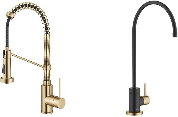 KRAUS Bolden Pull-Down Kitchen Faucet Bundle with Purita Drinking Water Filter Faucet, 18-Inch & 360° Swivel
