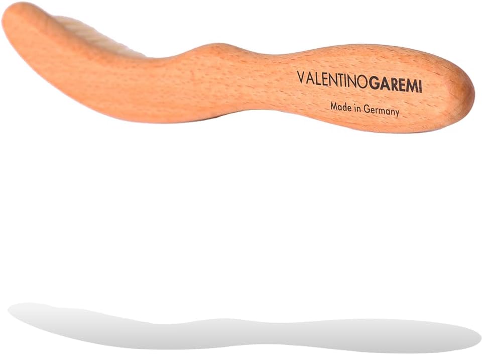 Valentino Garemi Traditional Hat Cleaning Brush | Remove Dust, Dry Stains, Rain Spots, Sweat Marks, Pet or Human Hair | Genuine Boar Hair Made in Germany (White Bristles)