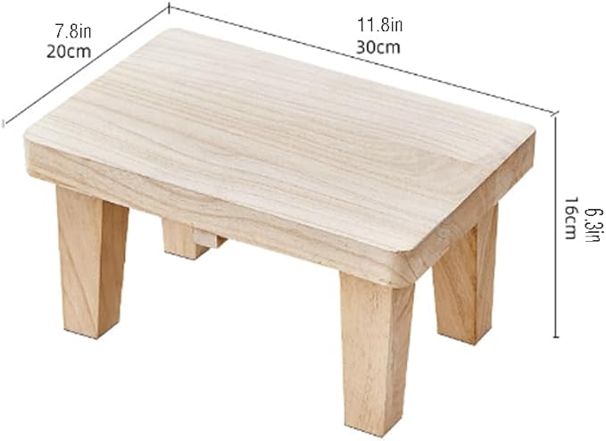 Tung Wood Stepstool with Non-Slip Rubber Footpads for Small Stepstool in Bedroom, Kitchen, Bathroom, Load Capacity Up to 300 lbs, Rugged and Durable, No Assembly Required