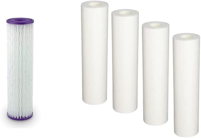 CFS – 1 Pack Water Filter Cartridge Compatible with EQ-PFC.35 Model & 4 Pack Sediment Pre-Filters compatible with EQ-304 Model – Whole House Replacement Water Filter System, White