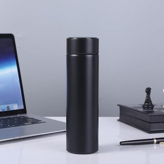 Smart Stainless Steel Water Bottle with LED Temperature Display, 16oz (480ml), Double Wall, Reusable Tumbler (Black)
