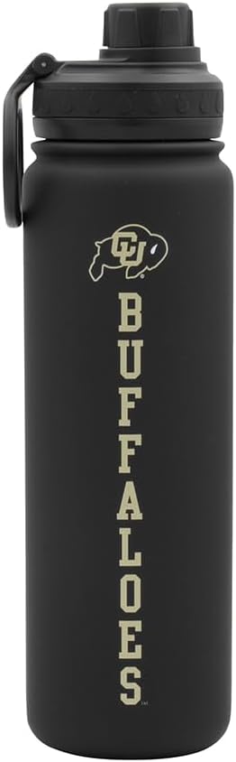 Colorado Buffaloes Water Bottle - Black Double Walled Stainless Steel 24 oz Keeps Drinks Cold or Hot