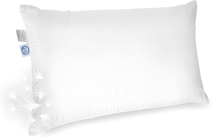 East Coast Bedding Elite Premium Down Sleeping Pillow 600 Fill Power White Down Available in Soft, Medium & Firm 400 Thread Count Cotton Shell Premium Comfort - Made in The U.S.A