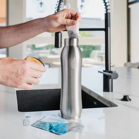 Invigorated Water pH Active Insulated Water Bottle - Filtered Alkaline Water Bottle - Stainless Steel Water Bottle - Includes Alkaline Water Filter, Plus Sports Gym Lid - Double Walled Metal - 650ml