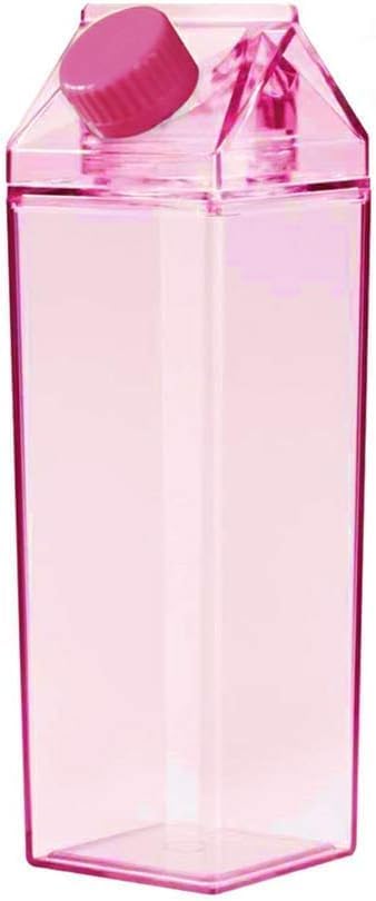 Jinberry 1000ml/34oz Cute Leakproof Clear Milk Carton Water Bottle Portable Drinkware for Outdoor Climbing Tour or Camping