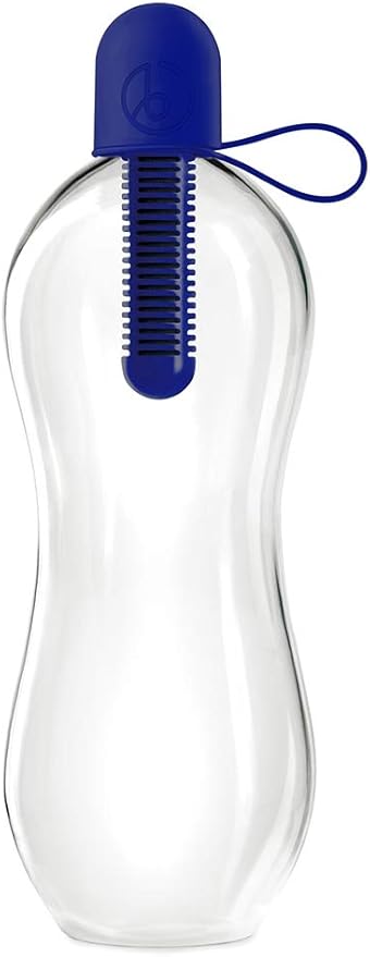 bobble Classic Water Bottle, Filtered Water, BPA-Free Reusable Bottle, Soft Touch Carry Cap with Replaceable Carbon Filter for Sustainable Water and Hydration 34 oz, (Navy Blue)