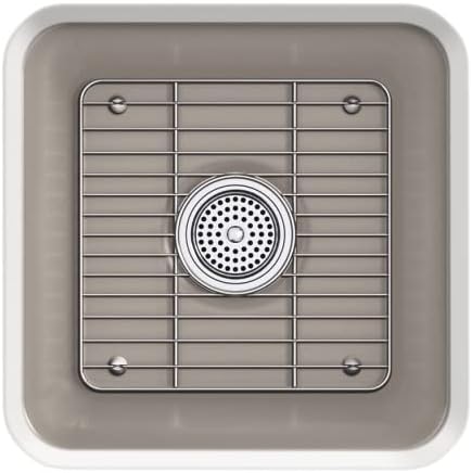 KOHLER K-8223-CM3 Cairn 15.5" Neoroc Composite Undermount Single-Bowl Bar Sink, Composite Bar Sink with Sink Rack, Matte Taupe