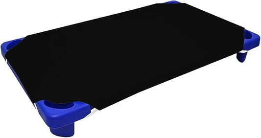 Pack of 24 Cot Sheet for Daycare Preschool Cot Bed -Polyblend Fabric with Corner Elastic Cots Sheets Fits On 22" X 52" Inches Size Toddler and Preschool Daycare Cot Black 22 X 52 Size