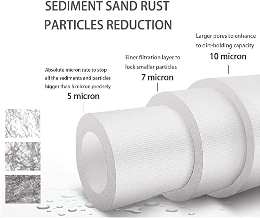 Sediment Water Filter Cartridge 10"x 2.5",5 Micron,6pack,10" x 2.5" Whole House Sediment Water Filter Replacement Cartridge Compatible with 10 inch RO Unit